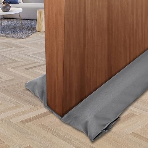 VISEMAN Tope para debajo de la puerta, bloqueador de puerta inflable, barridos de puerta ajustables para parte inferior de puerta y ventana, 34 a 36