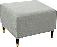 Vista 16 de ADPON Fundas otomanas cuadradas de terciopelo para otomanas, fundas protectoras para reposapiés cuadrados, fundas protectoras para taburetes de Gris