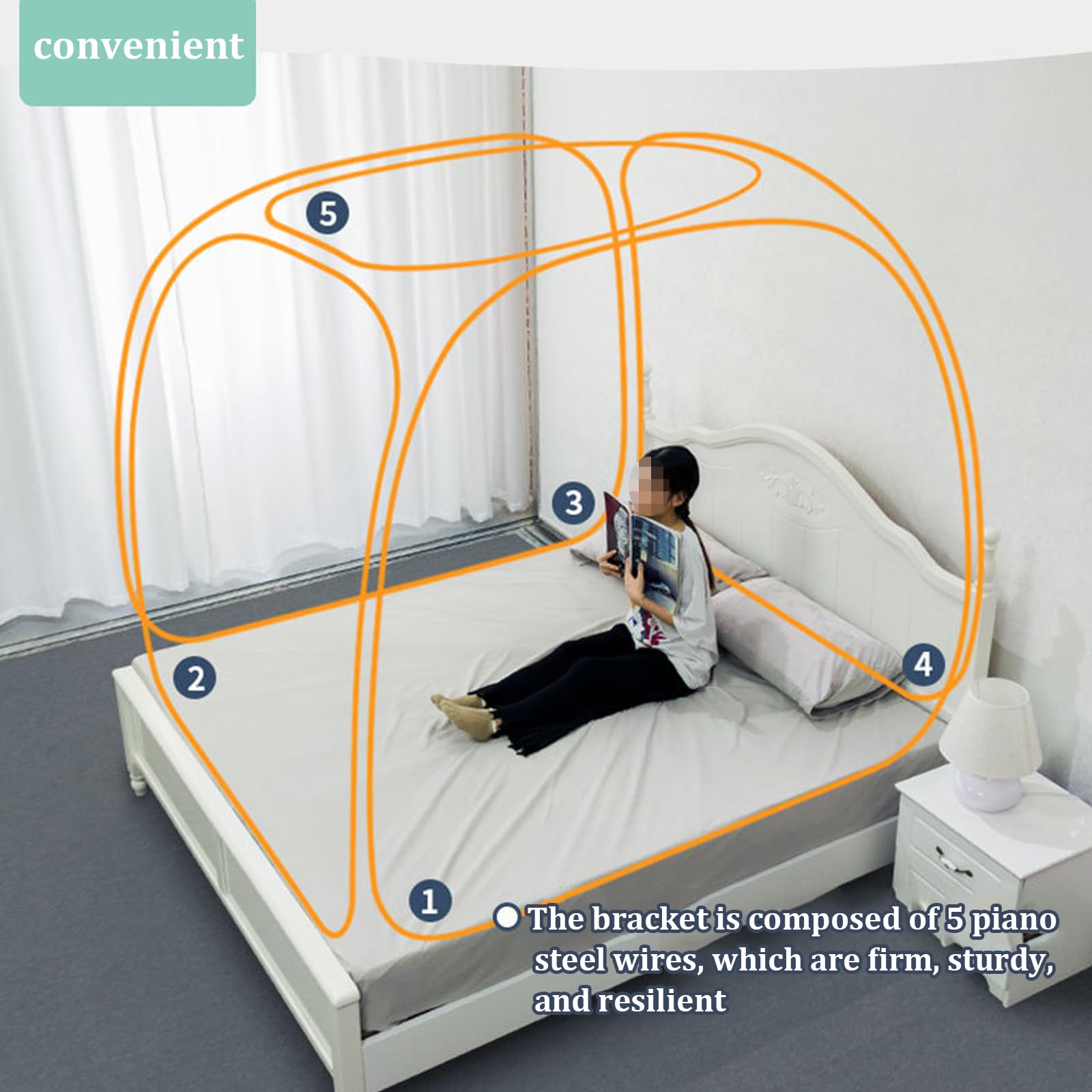 Mosquitera para cama, protección de 360°, diseño de doble puerta, estilo de cremallera transpirable, decoración del hogar, dormitorio, cortinas de cama desplegable para defensa contra insectos