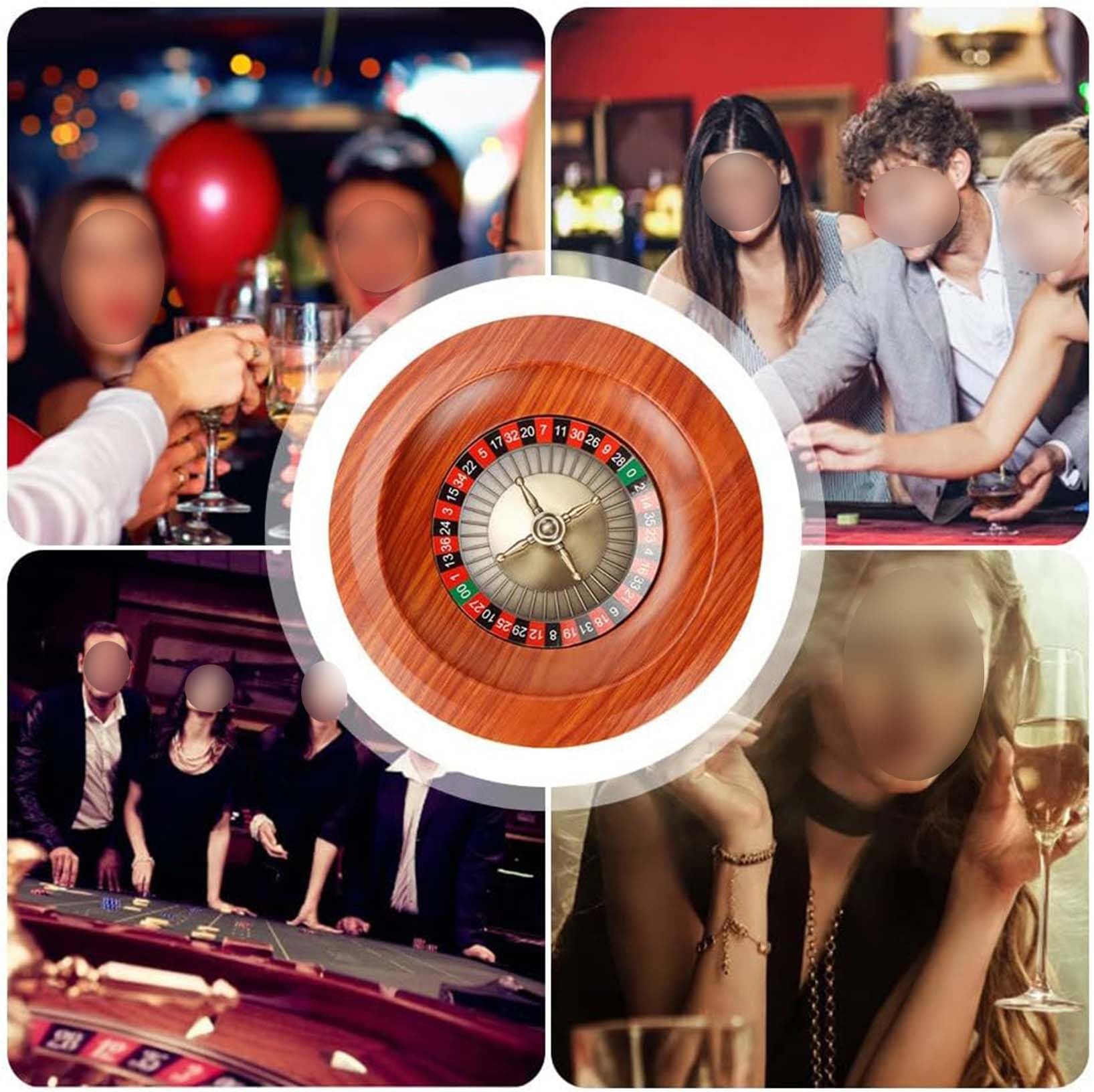 Roue de Roulette en Bois Ensemble de Jeu de Roulette de Casino Table et Roue de Roulette Jeu de roulettes en Bois de 12 Pouces Loisirs pour Une Soirée en Boîte de Nuit,02