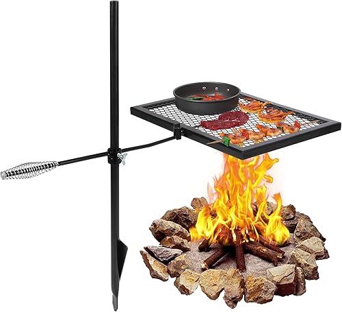REDCAMP Parrilla giratoria de acero resistente, parrilla de campamento de fuego con bolsa de transporte para cocinar al aire libre con llama abierta disponible en Yaxa Colombia