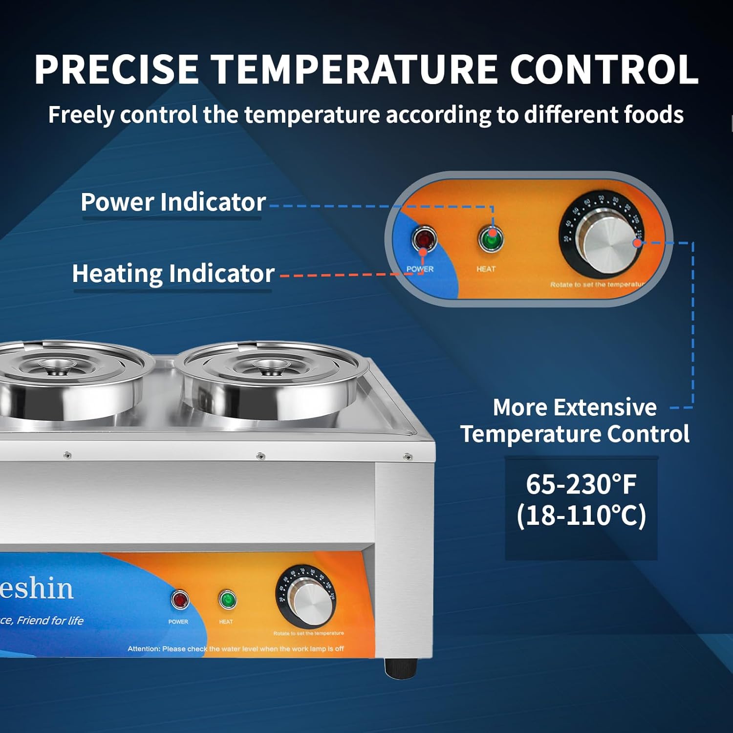 Temperature control panel of Treshin Soup Warmer