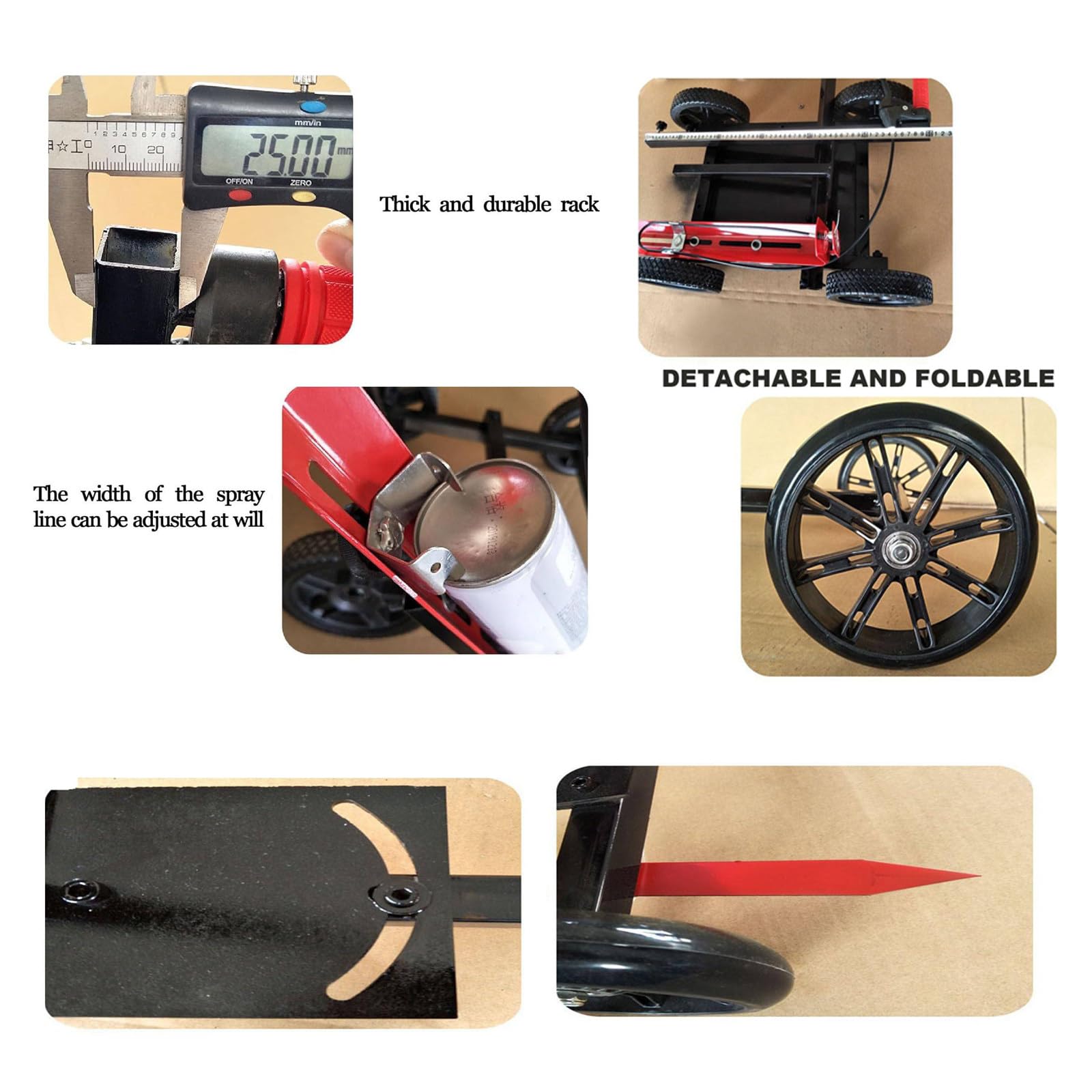 Macchina Traccialinee, Applicatore Per Segnaletica Stradale (Può Tracciare Linee Rette, Curve E Cerchi), Intervallo Di Larghezza: 5-15 Cm, Per Segnaletica Scolastica/Sportiva/Garage/Industriale