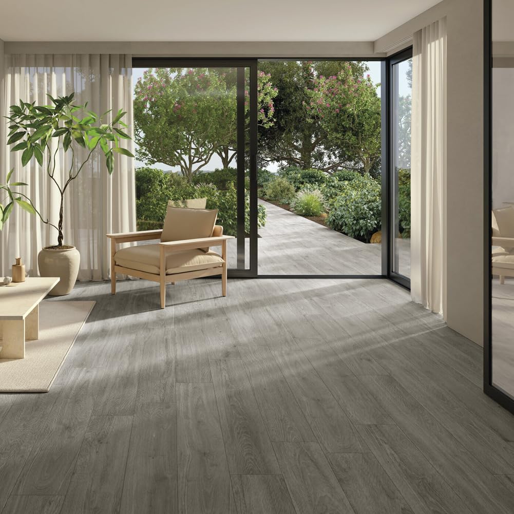 INMOZATA 5,02 m²/36 baldosas de PVC autoadhesivo, suelo de vinilo autoadhesivo, laminado de PVC, 91,5 x 15,2 cm, grosor 2 mm, antideslizante, resistente al agua, se puede cortar(Gris marrón)