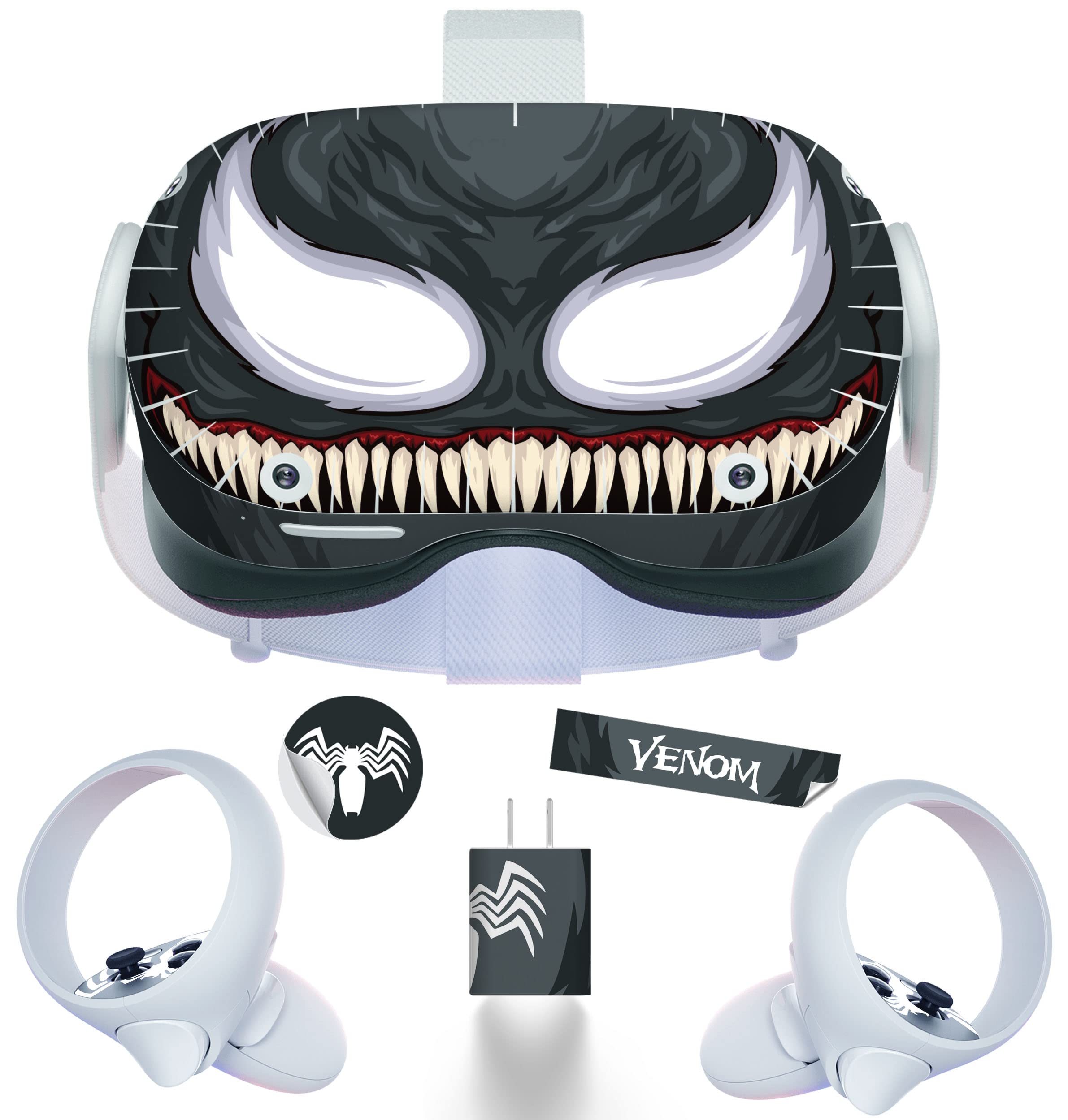 Easy-to-Apply Oculus Quest 2 Venomous Villain Black Spider Skin Sticker Wrap DIY Accessories - Oculus Quest 2 - Stickers Skins Full Wrap Decal Protective Decal Kit