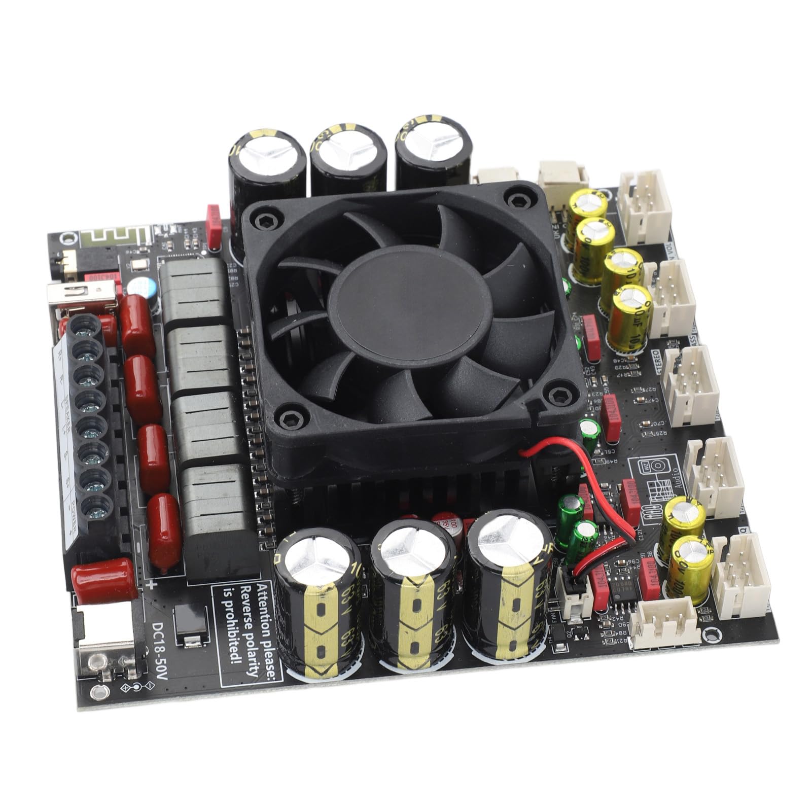 Haofy Płytka Wzmacniacza Audio Bluetooth Potężny Subwoofer 2 X 300 W i 600 W, 2.1-kanałowy, 18–50 V Prądu Stałego do Projektu Głośników