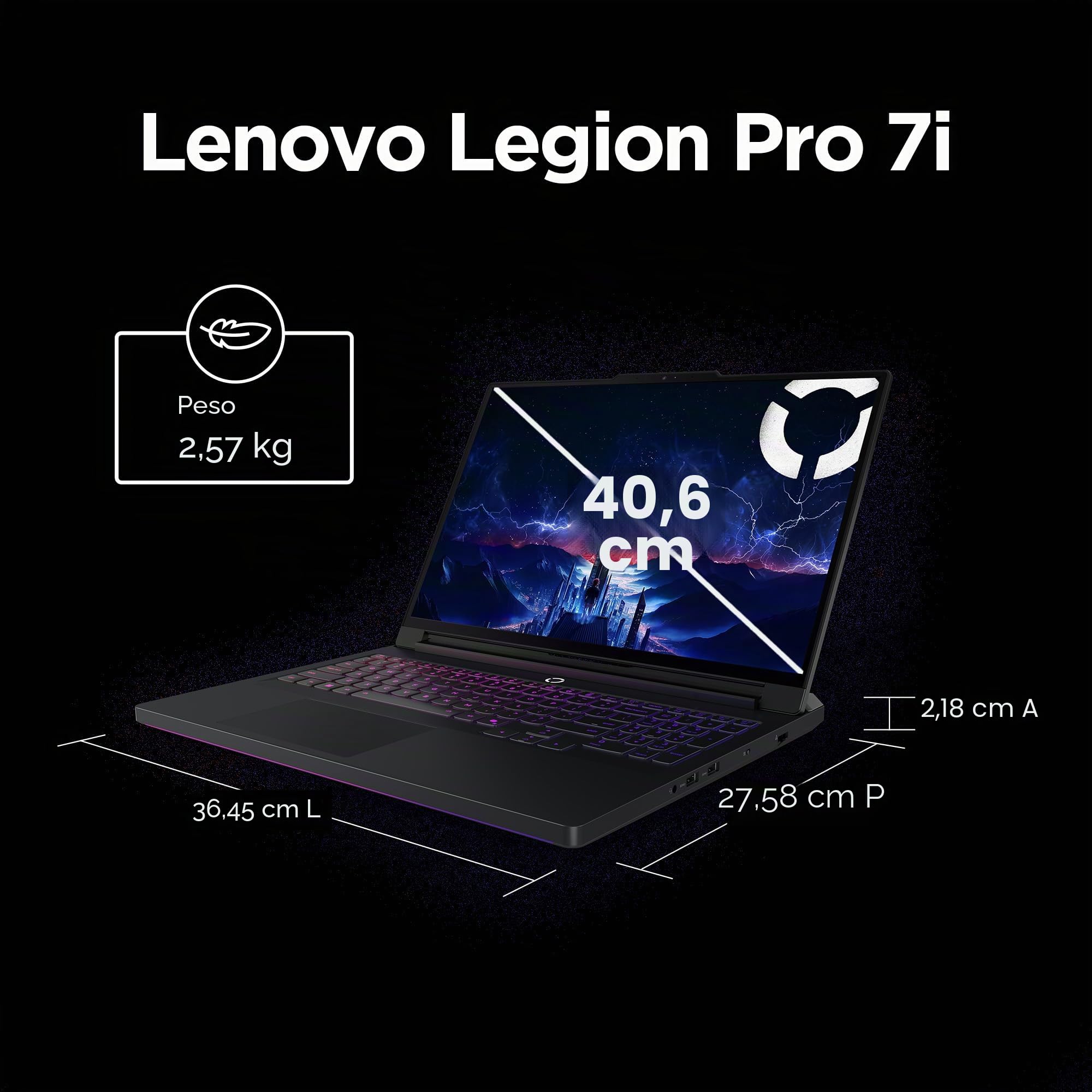 Lenovo Legion Pro 7i – Notebook da Gaming con Intelligenza Artificiale – Intel® Core Ultra 7 255HX – Display OLED WQXGA PureSight da 16" – 240Hz – NVIDIA® GeForce RTX™ 5070 Ti – Memoria 32GB