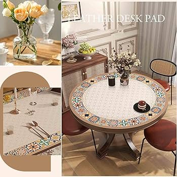 ラウンド型　レザー風テーブル Amazon｜テーブルクロス フェイクレザーラウンド、テーブル