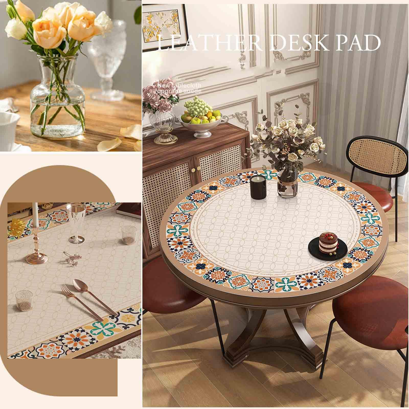 Amazon｜テーブルクロス フェイクレザーラウンド、テーブルマット