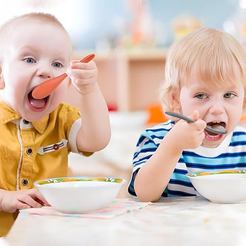 Miniatura 7 de Juego de utensilios de viaje reutilizables con estuche, 4 juegos de plástico portátil para cuchillo, tenedor, cucharas, vajilla para niños y