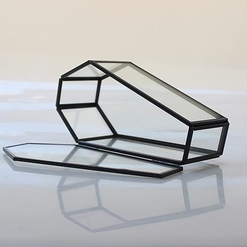 Miniatura 3 de Pequeña caja de vidrio con sombra de ataúd negro, caja de terrario de ataúd de vidrio con tapa, almacenamiento gótico de Halloween, caja de ataúd