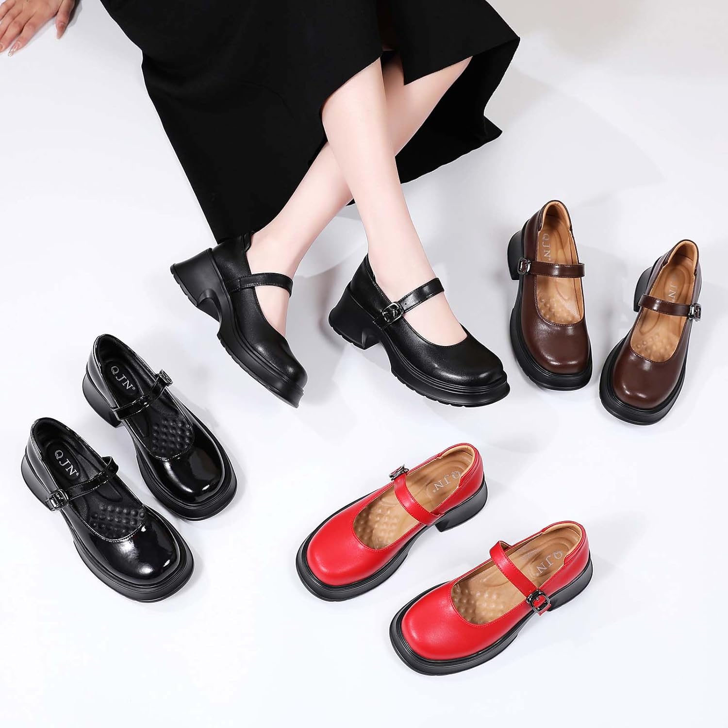 Mary Janes for Women Chunky Platform Mary Jane Heels Comfortable Dress Pumps Casual Office Work Shoes - Image 8