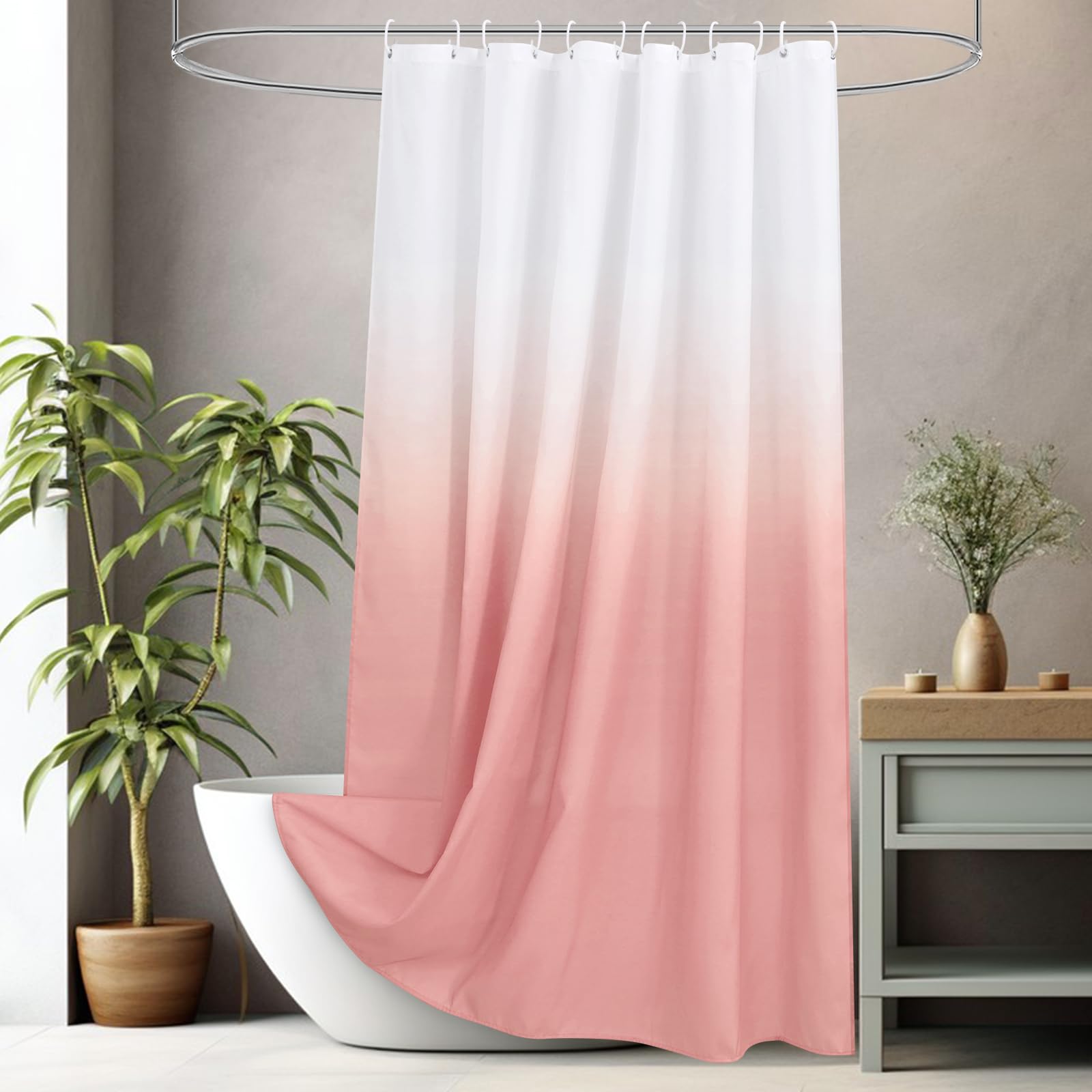 AooHome Fabric Shower Curtain, Cloth Ombre Pink Shower