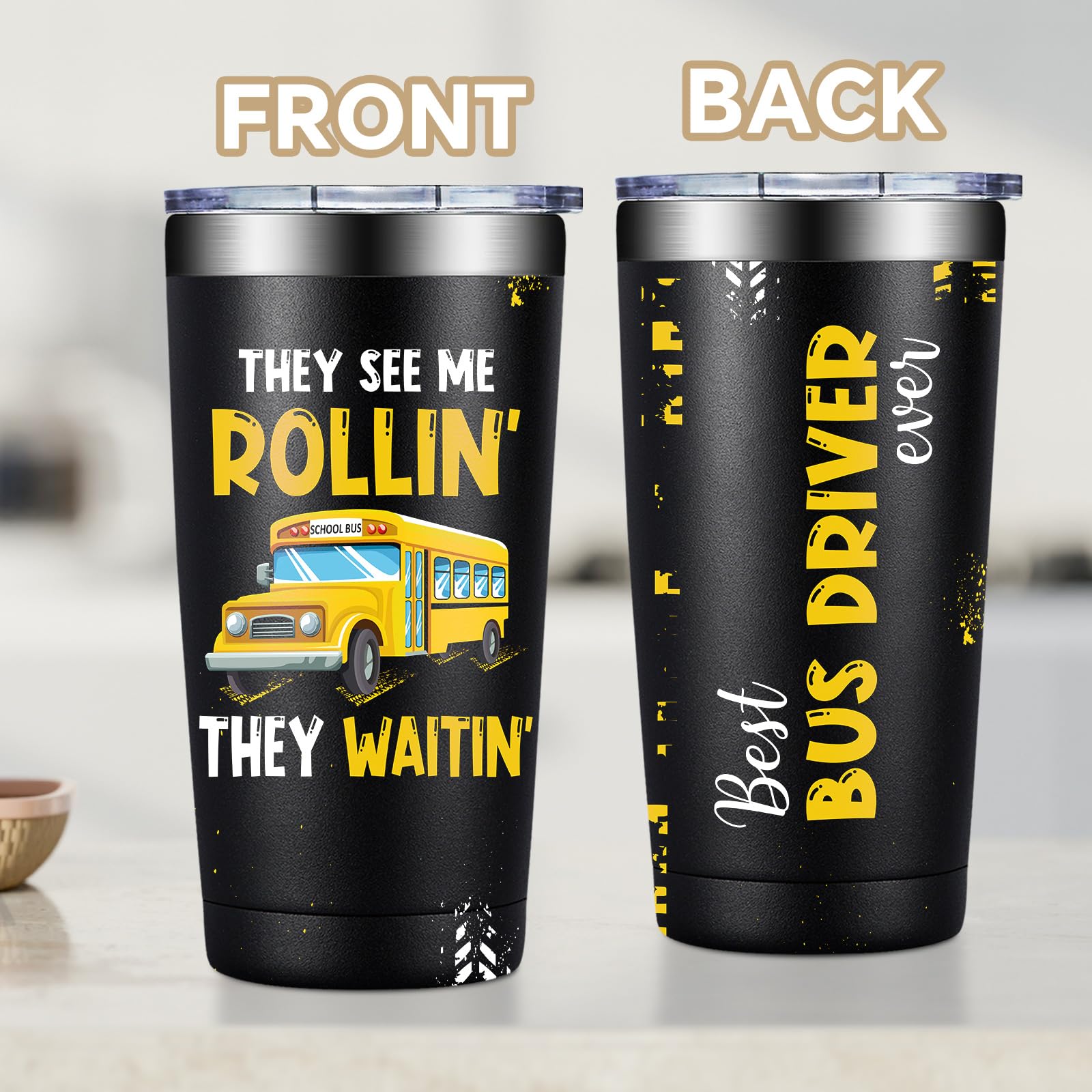Fufandi Bus Driver Gifts - Bus Driver Appreciation Gifts for Men Women - School Bus Drivers Gift, Christmas Back To School Cup - Tumbler Cup 20oz