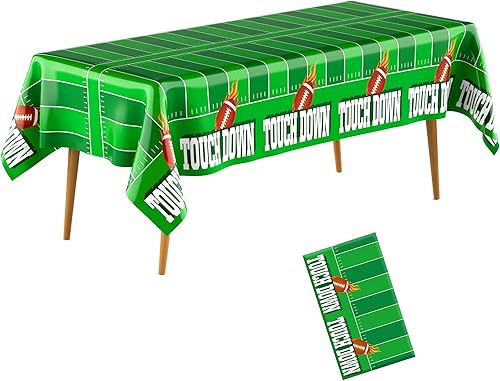 Miniatura 8 de Mantel de fútbol americano, decoraciones de fiesta de fútbol, manteles desechables de plástico para mesa de touchdown para fútbol, suministros de