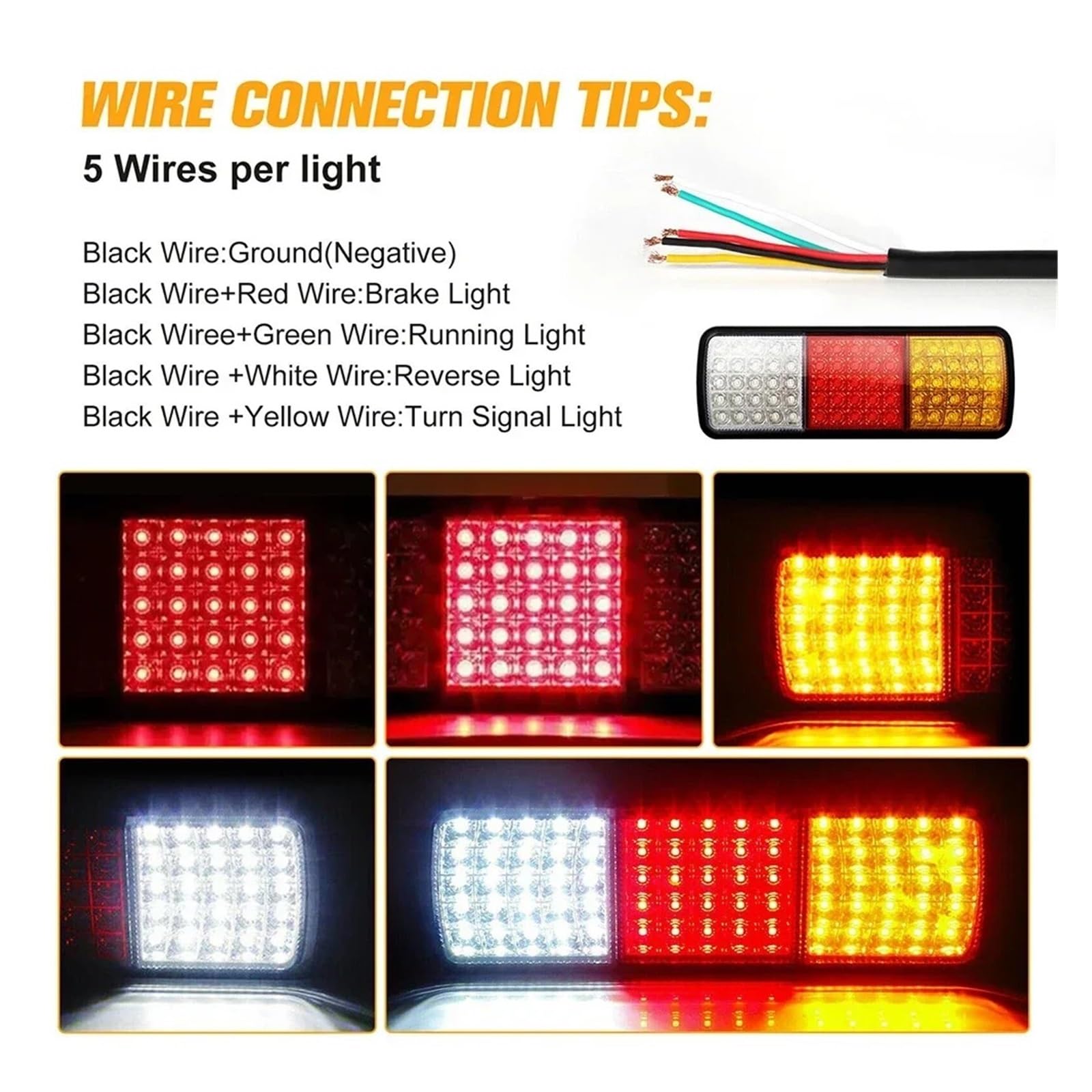 NAUTIG 2 Luces Traseras Impermeables 12 V Y 75 LED Para Remolque Camión, Intermitentes Marcha Atrás, Indicadora Para Caravana Tractor Faro Trasero