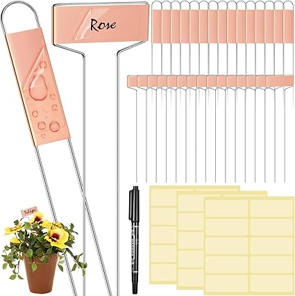 61 Pieces Metal Plant Tags Kit, 30 Pieces Copper Metal Plant Tags,10 Inch Rectangle and 8 Inch U Shape Plant Labels, 30 Rainproof PET Films,1 Marker ...