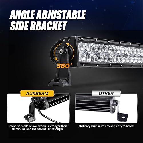 Miniatura 4 de Auxbeam Barra de luces LED de 52 pulgadas y 300 W, lámpara de conducción todoterreno súper brillante de 30000 lúmenes, lente 5D, doble fila,