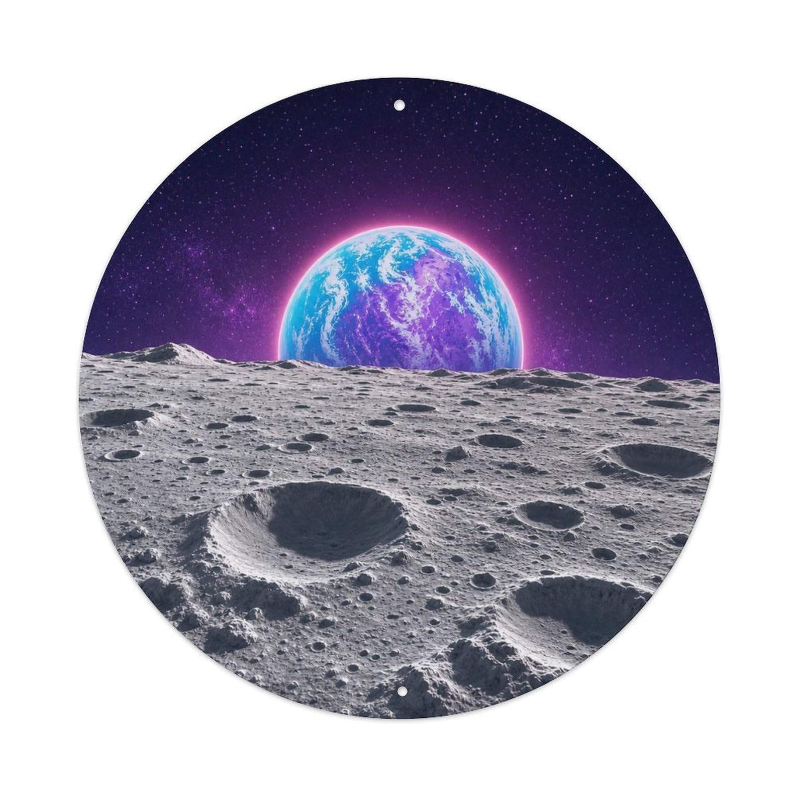 Odgynaw 8X8inch(20X20cm) Celestial Moon Earthrise Lunar Horizon Deep Sky Orbit Metal Tin Sign