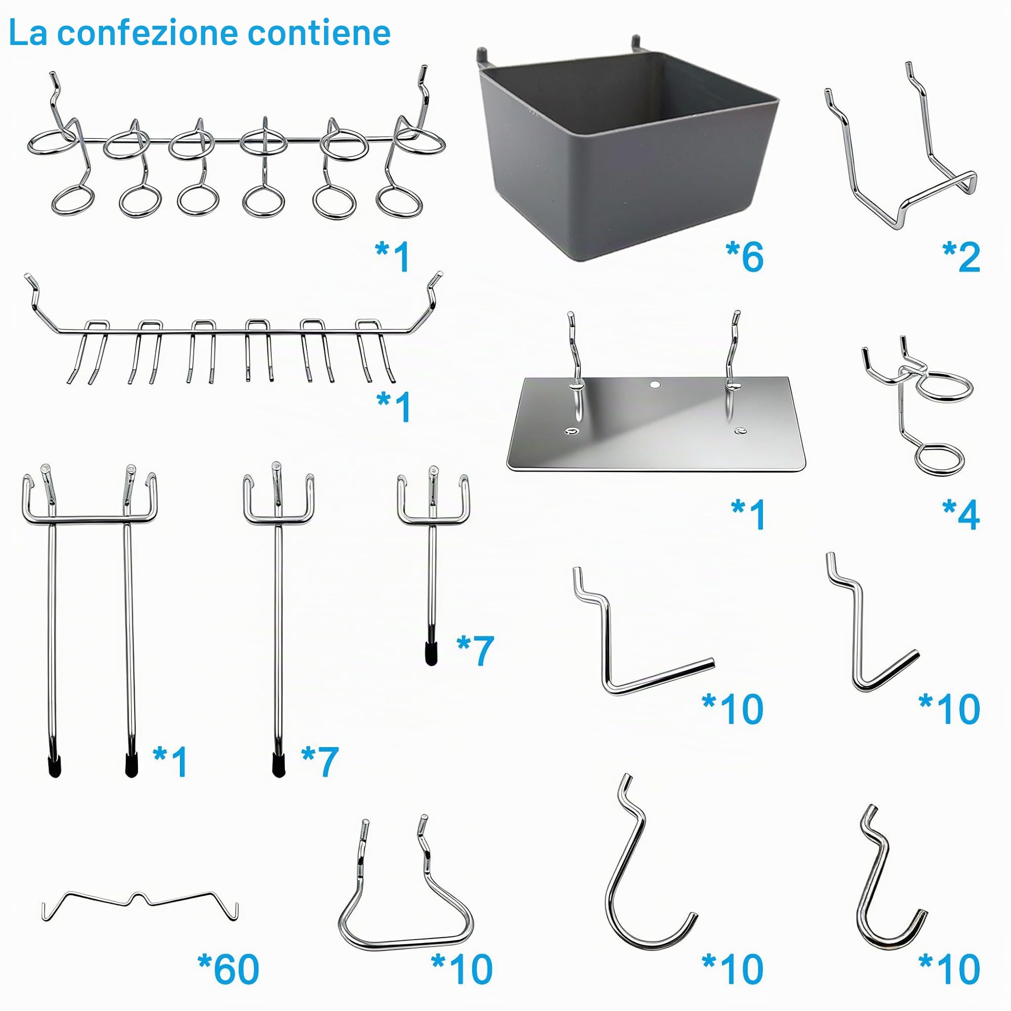 Frimoony Confezione di ganci per pannelli forati assortiti, contenitori per pannelli forati, serrature a pioli, per organizzare diversi attrezzi, 140 pezzi