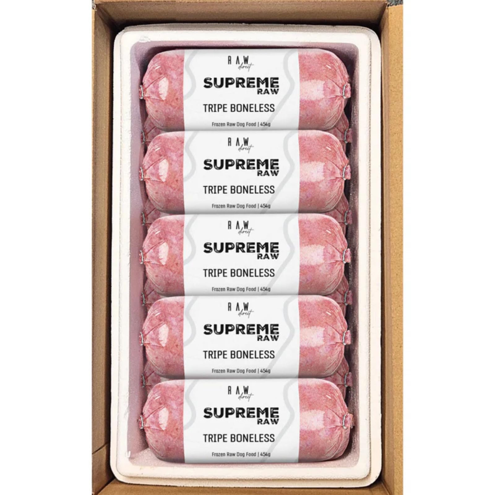 RAW DIRECT Supreme Raw Frozen BARF Dog Food - 454g Rolls - Variety Flavours โ Box of 10, 20, 30 Rolls - Premium Natural Barf Diet - High-Protein, Grain-Free & Nutrient-Rich (30, TRIPE)