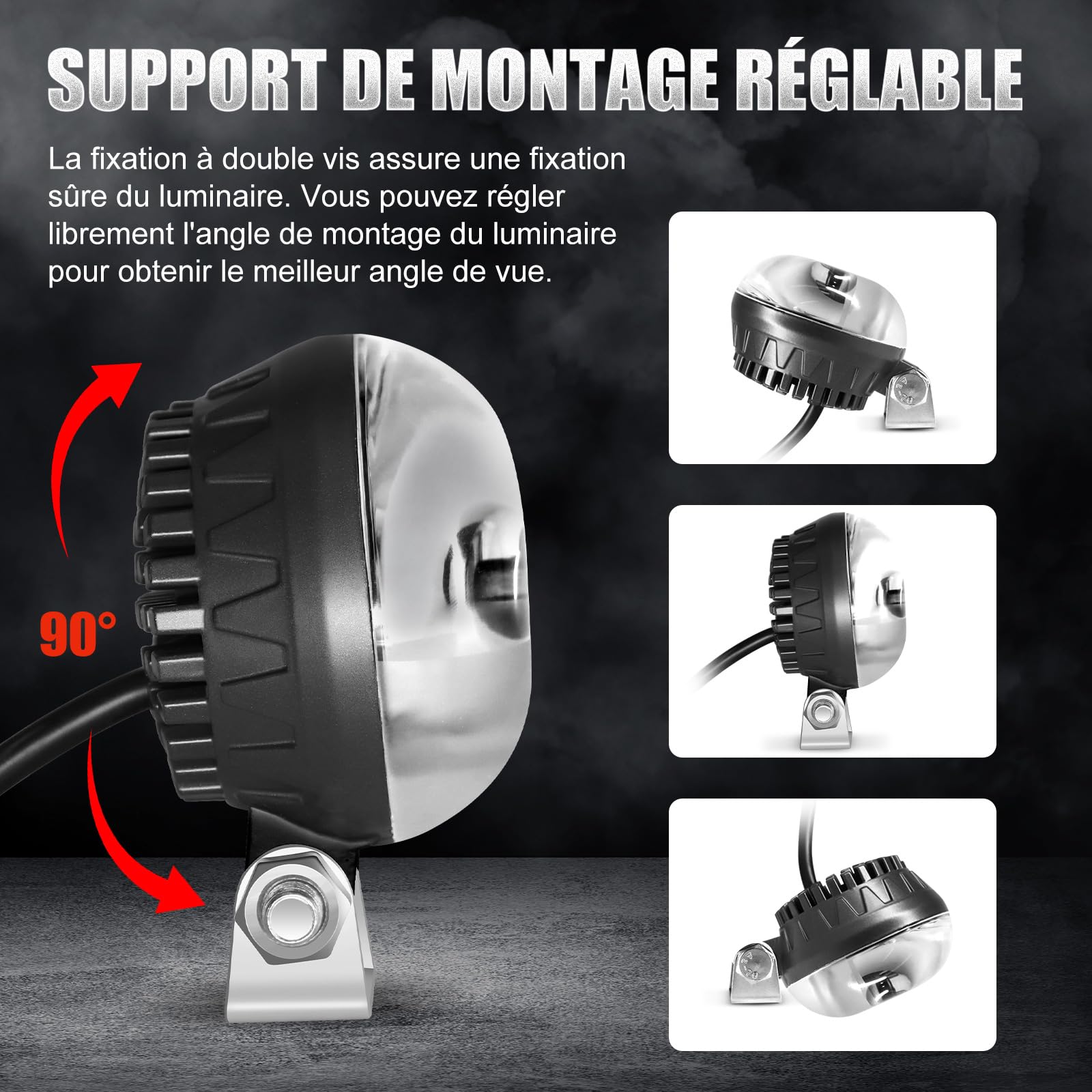 Dinfu LED ronde rouge Chariot élévateur à fourche Eclairage de l'entrepôt Feux latéraux du chariot élévateur Phares d'avertissement 30W DC 12-110V forklift