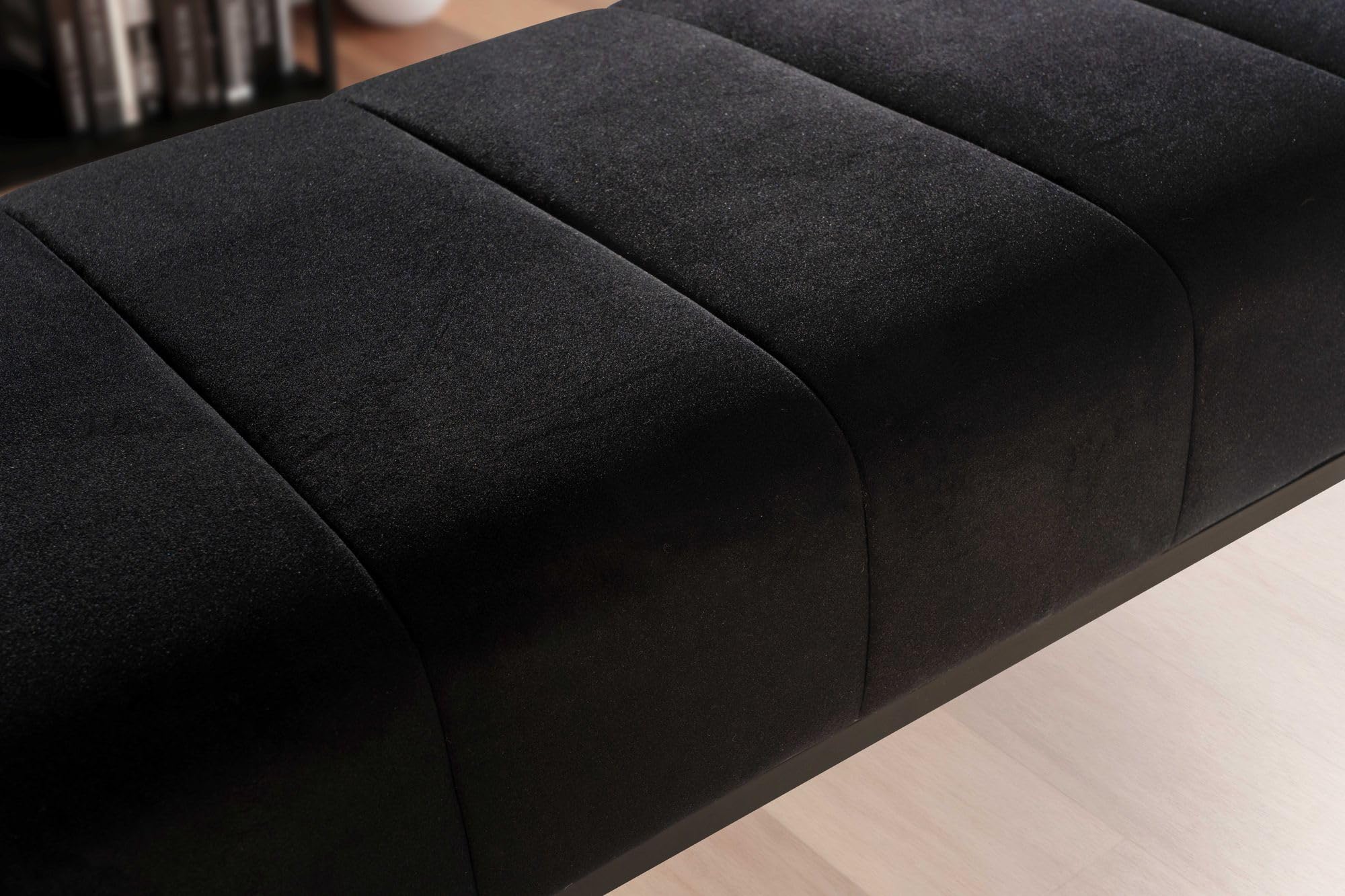FineBuy Sitzbank 108x40x40 cm Samt Schwarz, Polsterbank