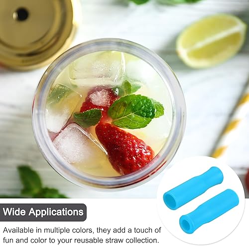 Miniatura 5 de uxcell 8 puntas de popote de silicona, cubiertas de paja de metal, puntas de pajitas suaves y reutilizables, aptas para popotes de acero inoxidable