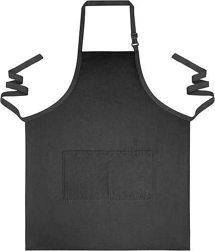 BEAUTICONE Delantal de chef Polialgodón profesional para cocina, barbacoa y parrilla Delantal de babero camarero carnicero con bolsillos