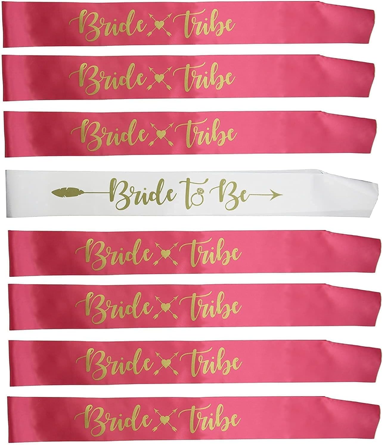– Mumoo Bear Bride Tribe Bridesmaids Sashes Sets Bachelorette Party Decorations Supplies Bridal Shower Favors Gift (Hot Pink, 8 Pcs Sash)