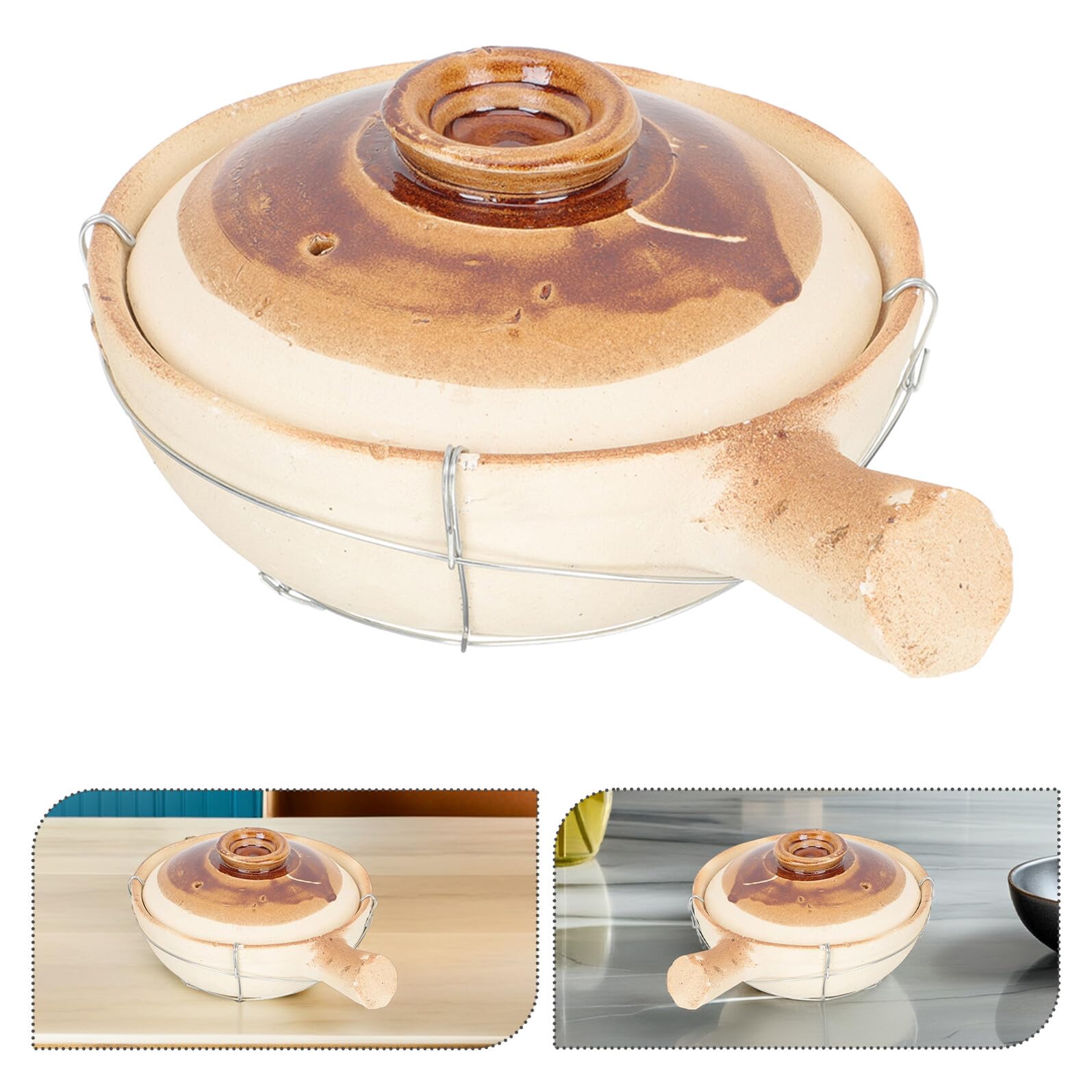 VICASKY Cazuela De Terracota Donabe Cacerola Duradera Olla Con Tapa Olla De Barro Olla De Piedra Coreana Olla Sopera Con Sartén Arcilla Olla Caliente Arroz En Cazuela De Barro Individual