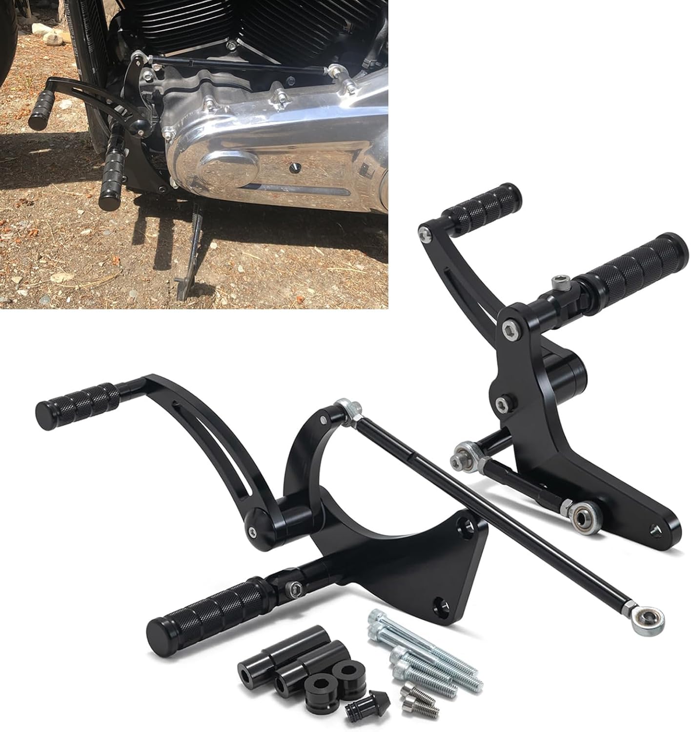 TOFR CNC Billet 12" 13" Forward Controls Footpegs for Harley Softail Street Bob FXBB FXBBS 2018-2024 Low Rider FXLR FXLRST 18-24 (Anodized in Black)