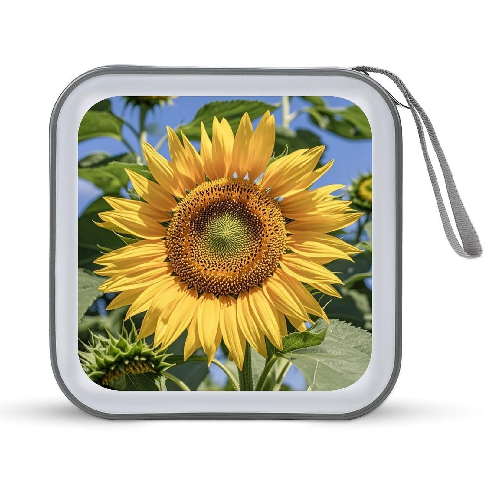 LZQPOEAS Sunflower CD Case DVD Case Holder Wallet 40 Capacity Hard Plastic CD/DVD Portable Storage Binder Zipper DVD Disc Cases CD Storage Organizer Holder for Car Home Office