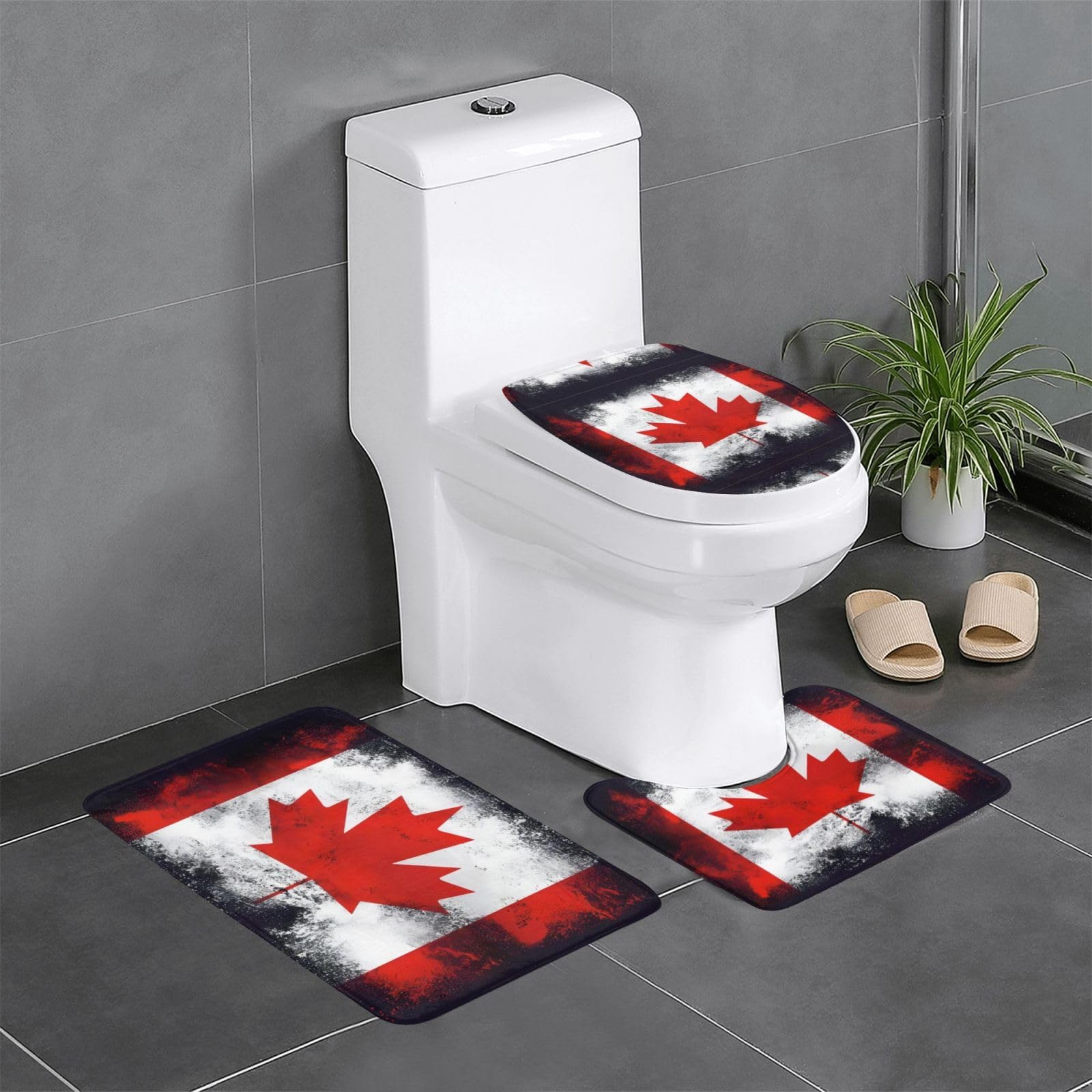 Tapis de bain absorbants au motif drapeau canadien avec séchage rapide pour hôtel