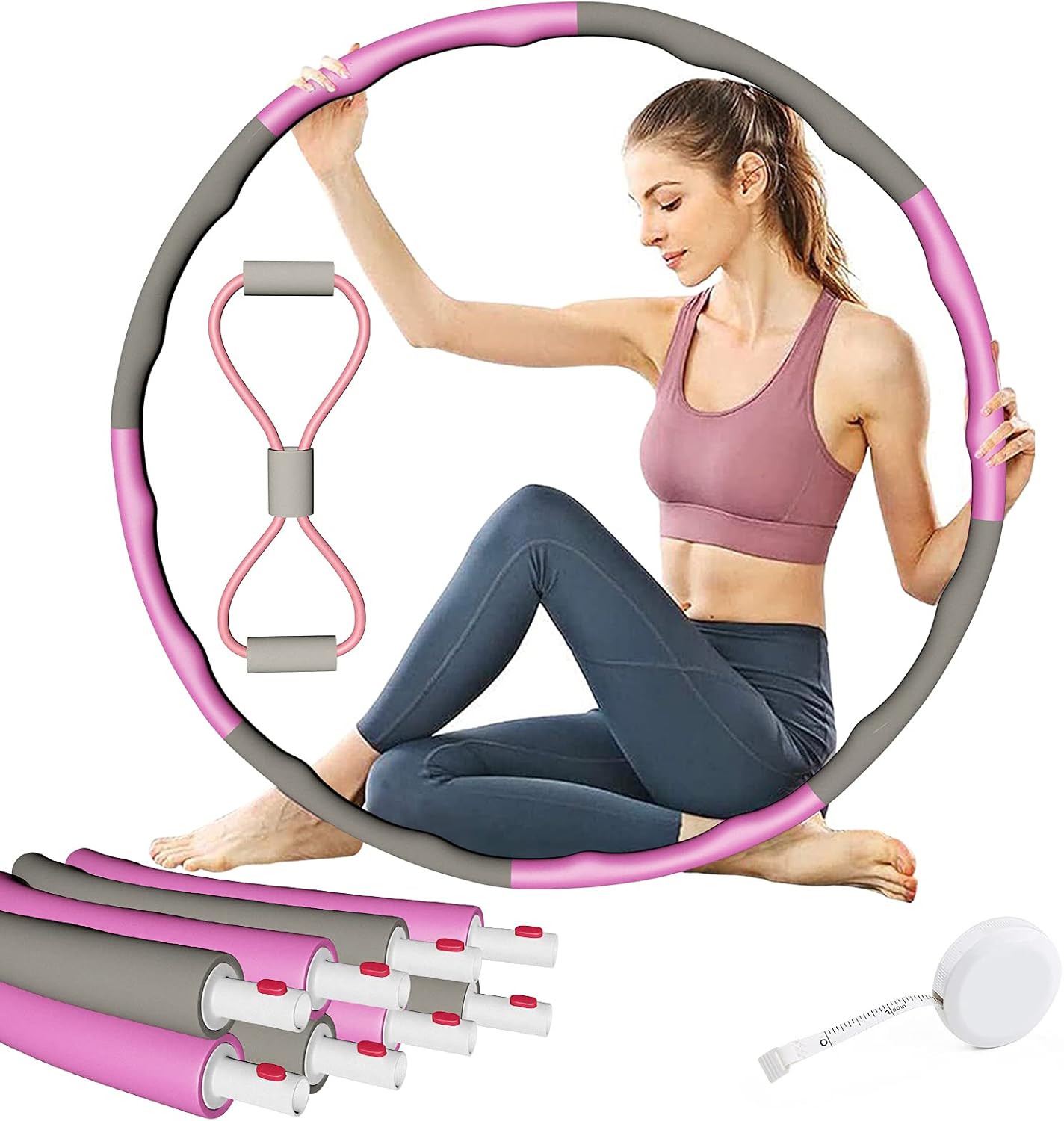 Miamaomi Exercise Hoops for Adults Weight Loss, Weighted Hoop for Exercise and Fitness, 8 Sections Detachable Design, Weighted Fitness Hoop for Exercise and Home Workout : Toys & Games