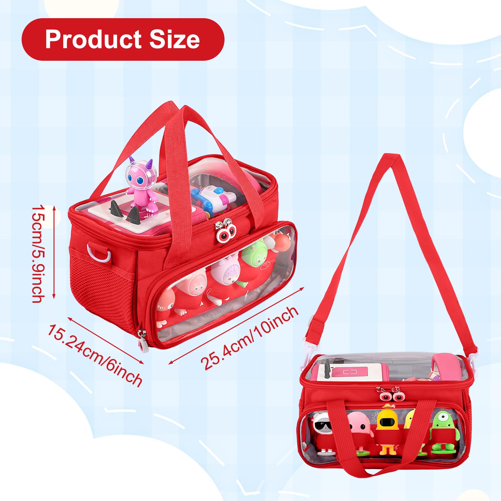 Étui de transport élégant et portable pour Toniebox pour protéger vos jouets musicaux lors de vos déplacements, Rouge, 10x6x5.9 inches, Moderne