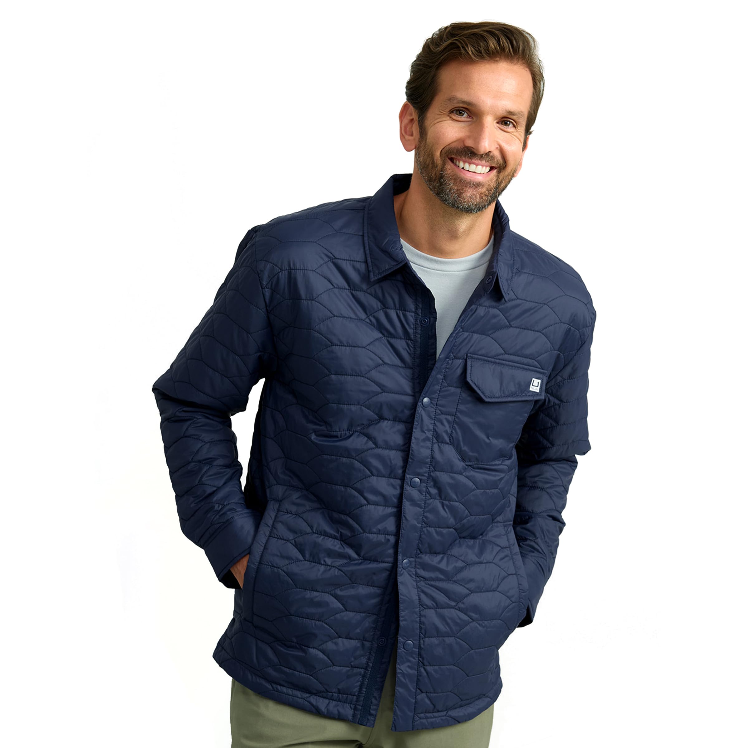 HUK - Men's Scale Shacket, DWR Insulated Performance Fishing Shirt Jacket