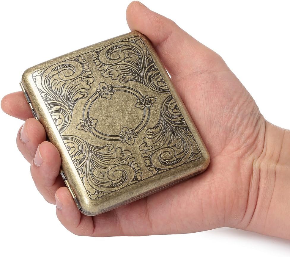 Hopewey Metal Cigarette Case for 20 Cigarettes, Stainless Steel, Brown, Snap Closure - Image 4