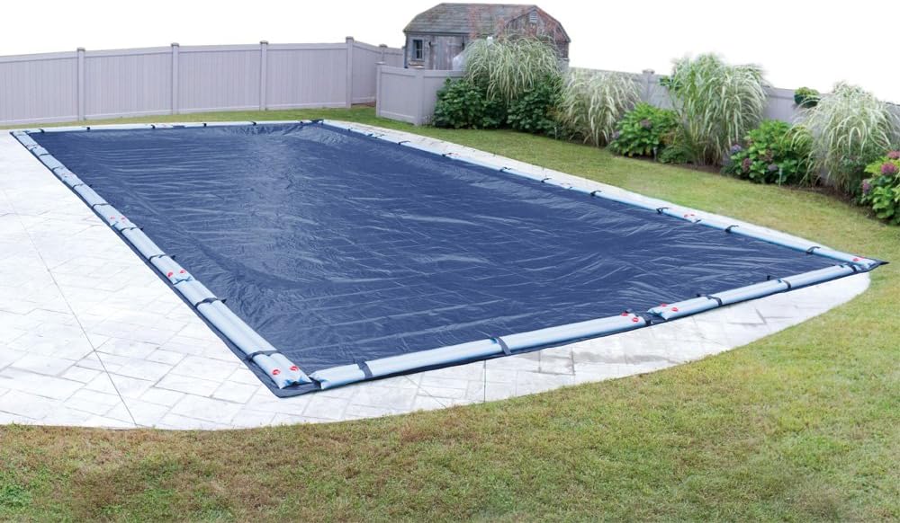 Pool Mate 20 x 40 ft Extra-Strength Blue Winter Pool Cover for Inground Pools, 5 ft Overlap (25 x 45 ft Cover Size), Solid 12 x 12 Scrim, 3.7 oz/yd2, 15-Year Warranty, Style: 272040RPM