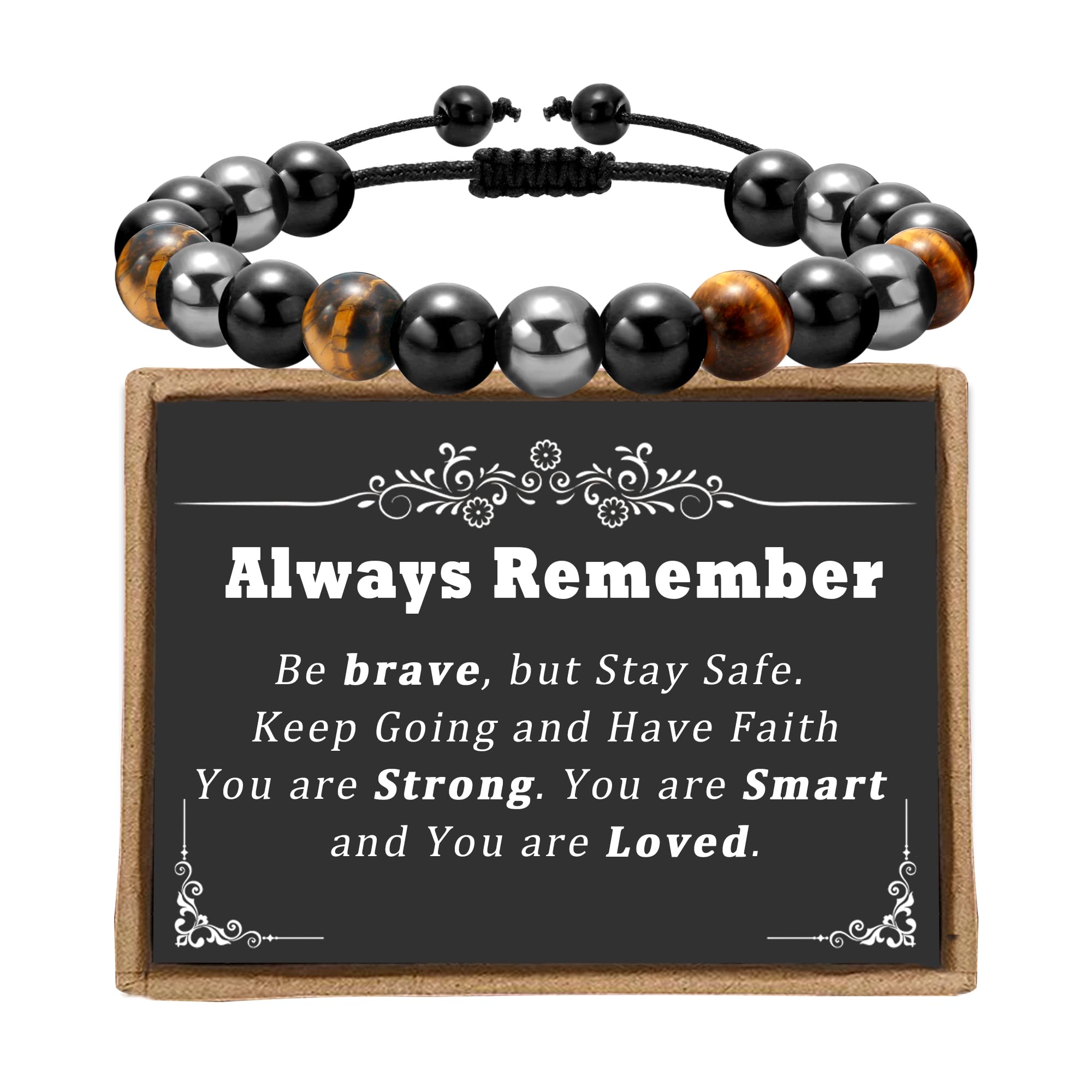 Valentines Day Gifts for Men Boys as Happy Birthday Gifts for Him, Adjustable Beaded Bracelets for Boys Gifts for Men Teens Son Grandson Boyfriend Step Dad Friends Brother