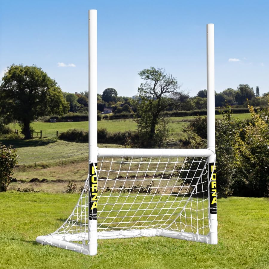 FORZA 3v3 Mini but de football et rugby – But de jardin multi-sports avec cadre en uPVC, filet résistant aux intempéries