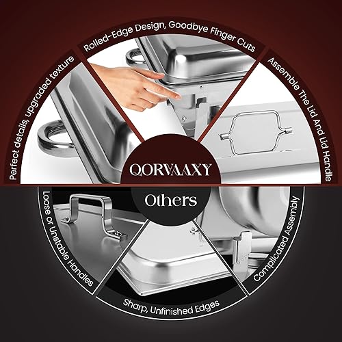 Miniatura 6 de Platos de roce para buffet 9QT, paquete de 4  2 pinzas gratis  Instalación sin tornillos  Calentador de alimentos de acero inoxidable para catering