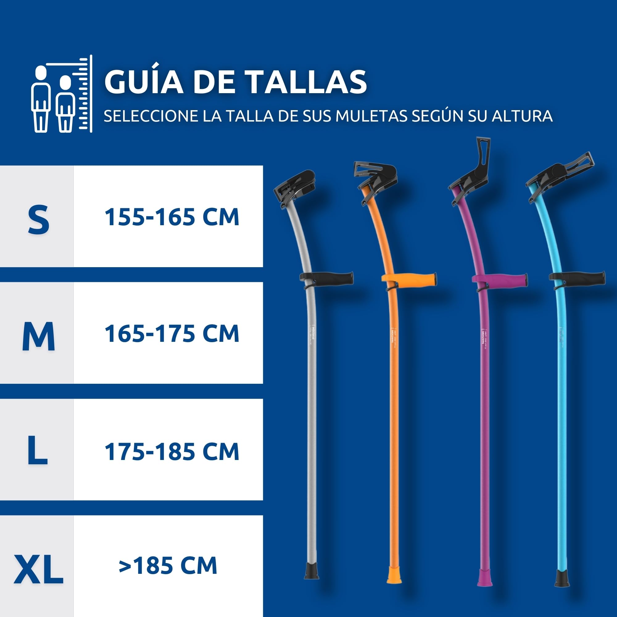 Muletas INDESmed 100% Aluminio Aeroespacial (Gris, S (155-165cm))