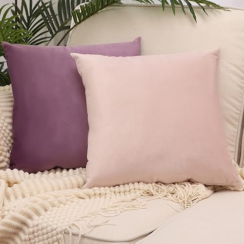 Miniatura 2 de MZPSO Juego de 2 fundas de cojín cuadradas decorativas de terciopelo súper suaves y sólidas, para sofá, dormitorio o automóvil, 18 x 18 pulgadas,