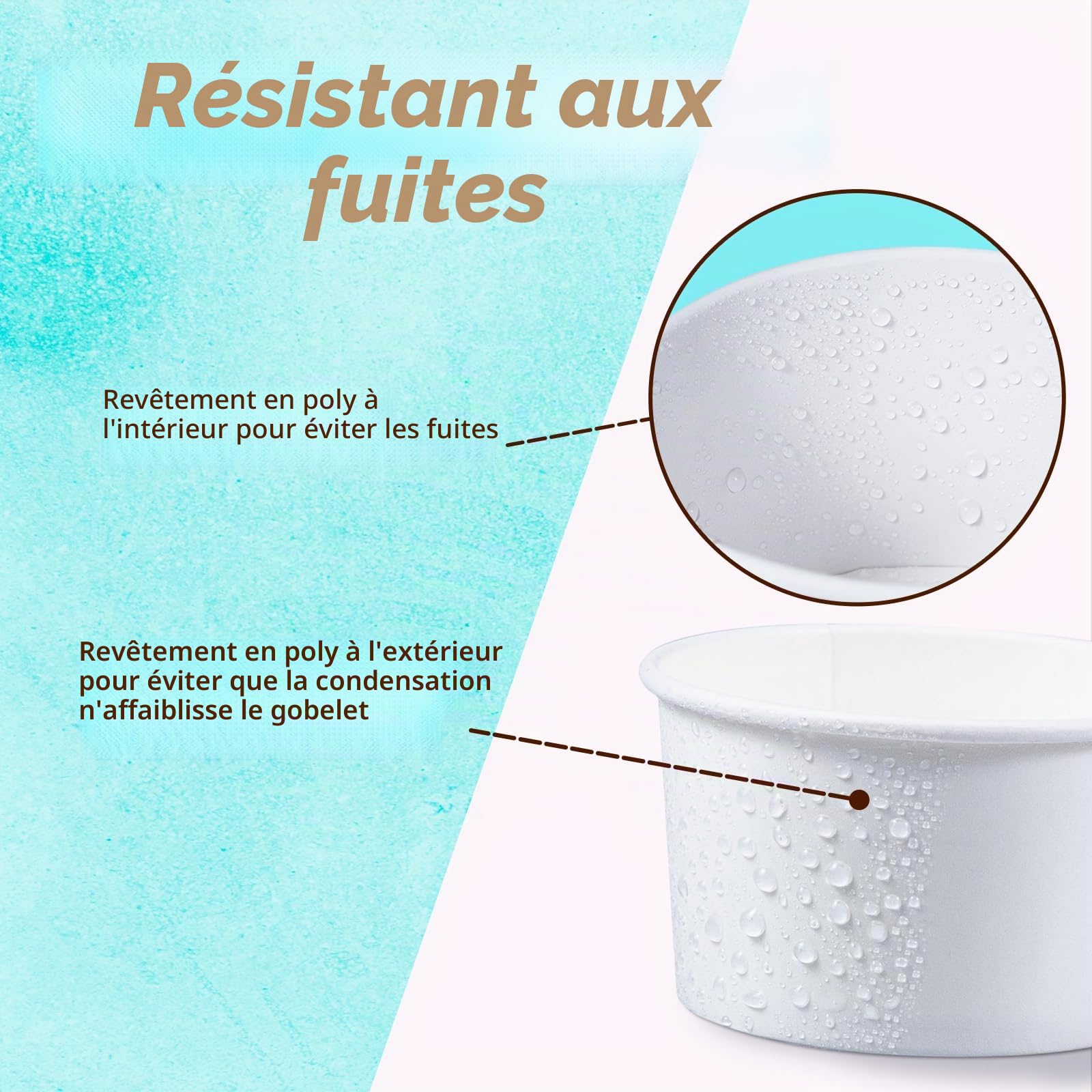 MATICAN Coupelles en Papier pour Glace - Lot de 100 Coupelles Jetables de 160 ml pour Desserts Chauds ou Froids
