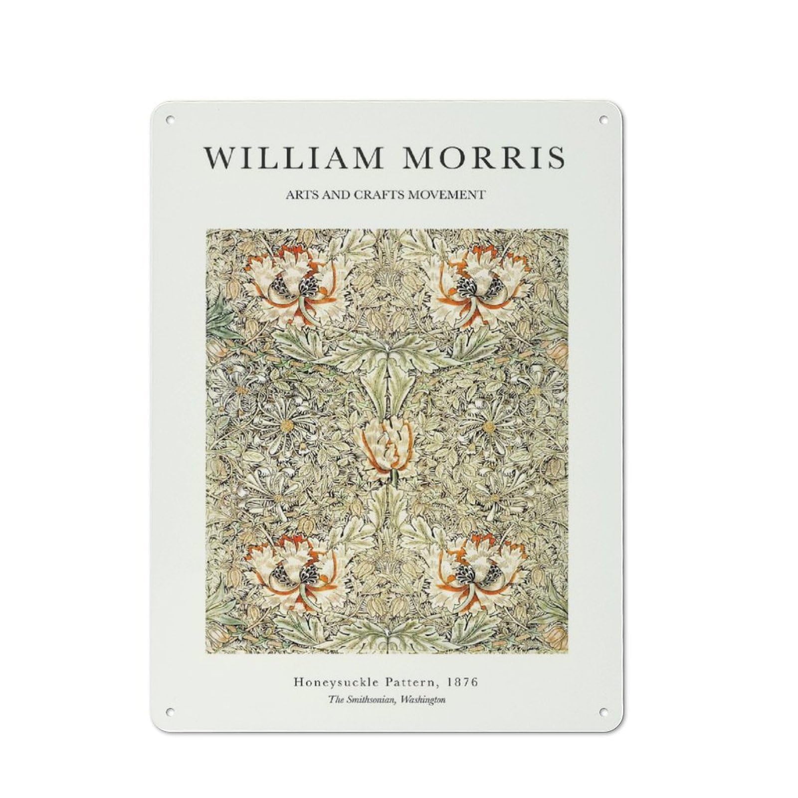 Junmoney Style-22 William Morris Honeysuckle Decorative Tin Plaque 40X30cm, Decorative Novelty Wall Art For Hallway, Home Bar, Garage Or Study