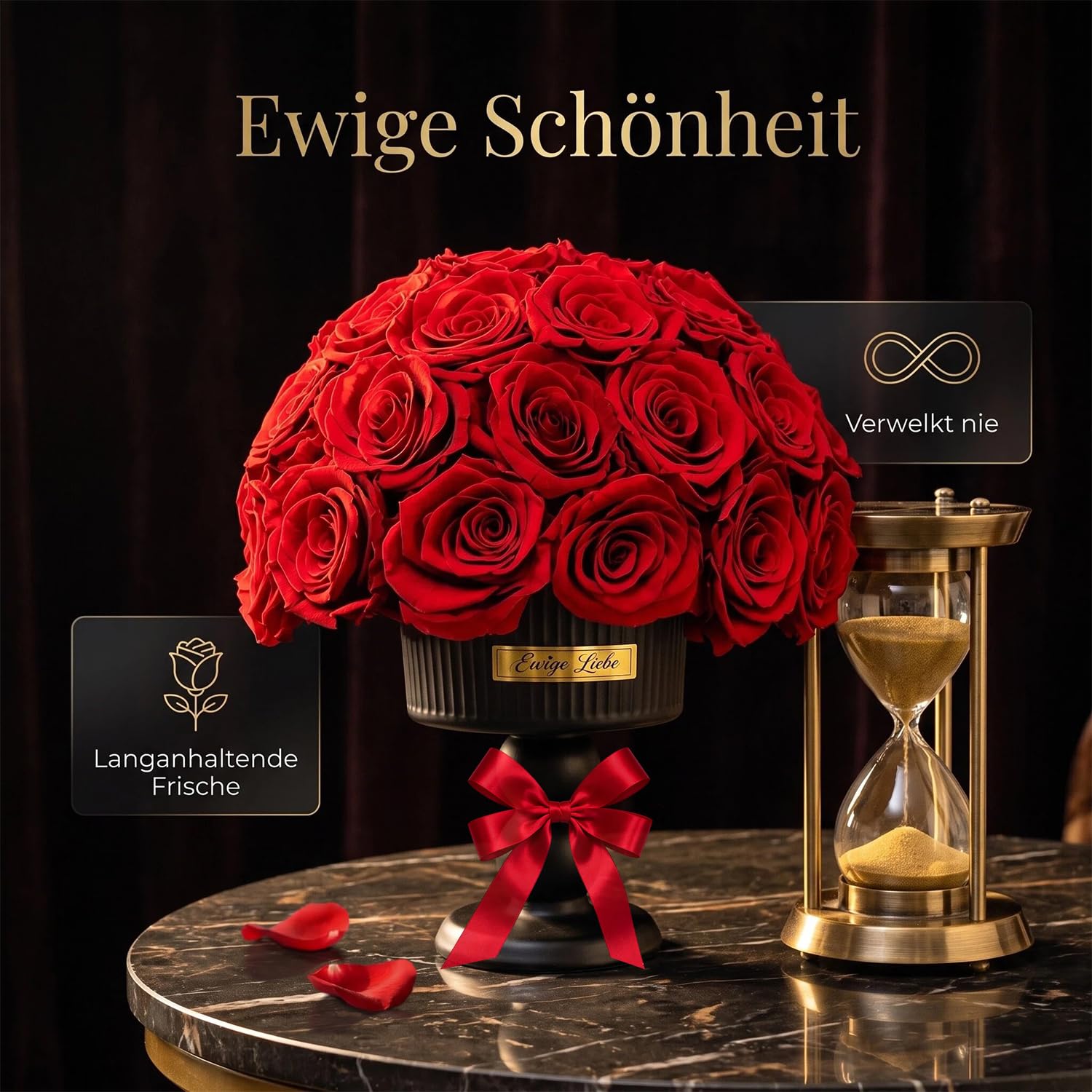 27 Ewige Rosen Blume Strauß, Geschenke für Frauen Infinity Rosen Roten Rosenstrauß Konservierte Blumenstrauß Deko für Freundin Mama zum Geburtstag Hochzeitstag Muttertag Valentinstag