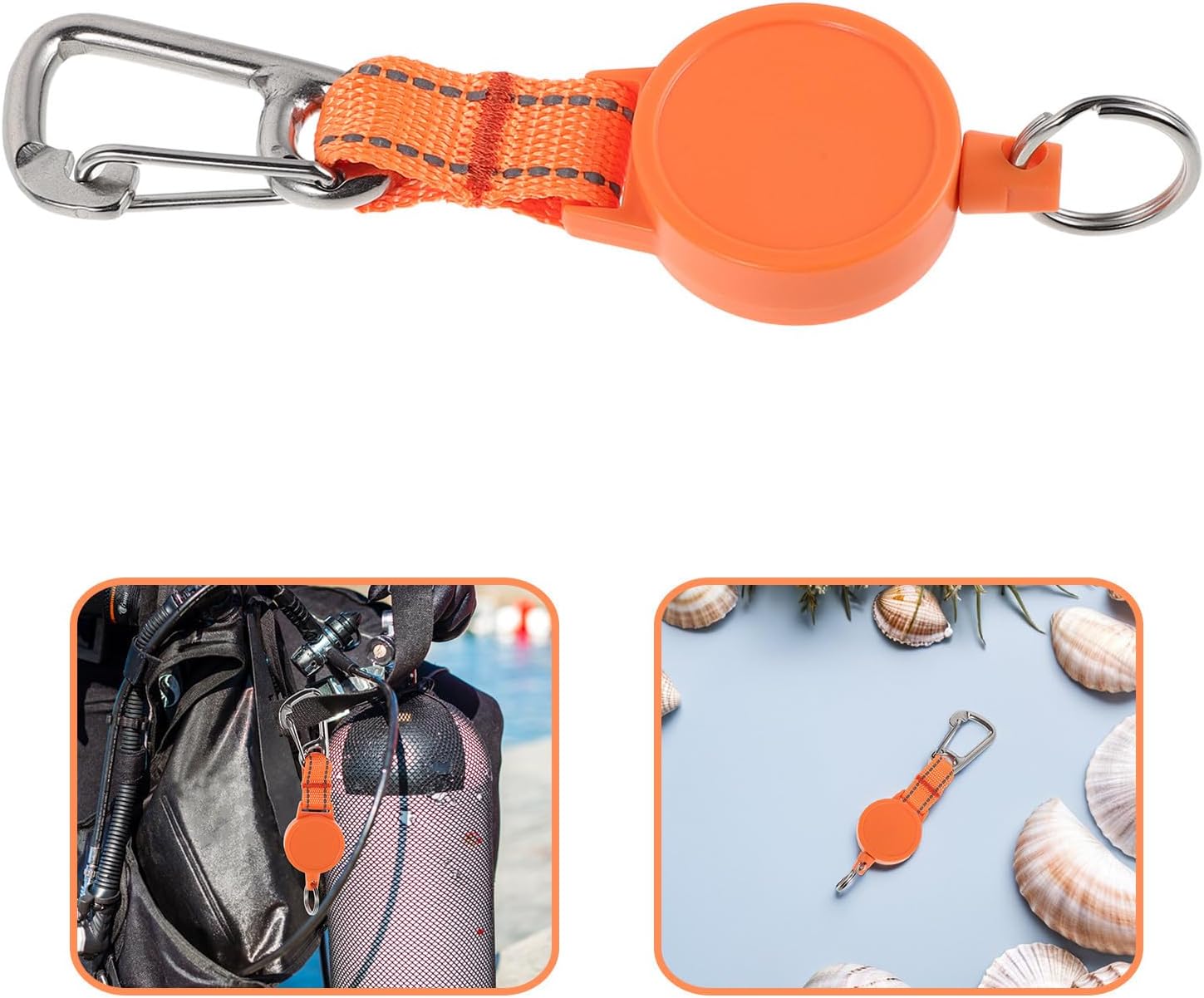 Quick Release Scuba Diving Retractable Gear Tether with Universal Belt Clip, Heavy Duty Pom and Stainless Steel Construction for Outdoor Water Sports and Recreational Scuba