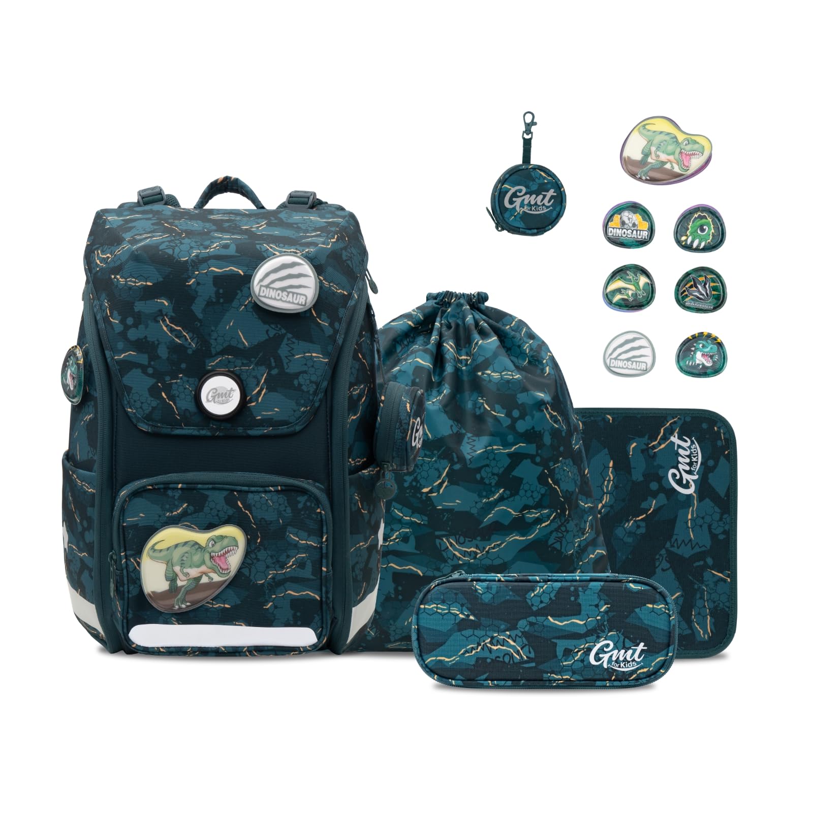 GMT for Kids Schulrucksack Set 6-teilig Ergonomische Volumen erweiterbar Schultasche Mädchen Junge Kinder Schulranzen Grundschule Einhorn Schultaschen 1-6. Klasse Rucksack 23 L
