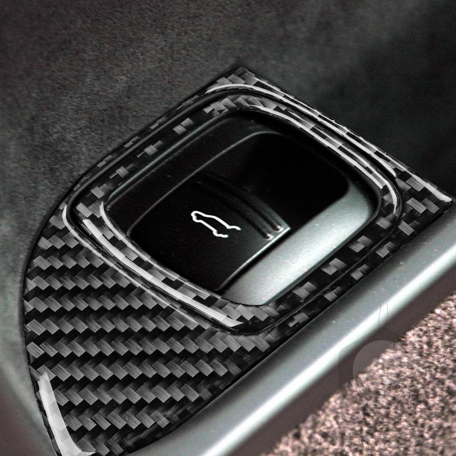 Real Premium Carbon Fiber Compatible with Porsche Cayenne S gts Turbo 2003 2004 2005 2006 2007 2008 2009 2010 Accessories Car Trunk Switch Cover Sticker Decal Auto Interior Trim